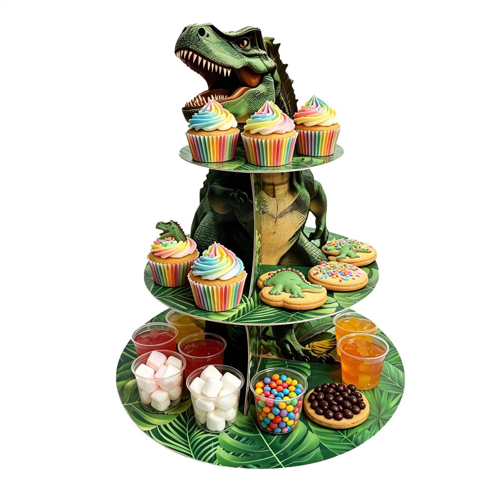Home Bar Set - Cupcake Stand 3 Tiers Dinosaur Shaped