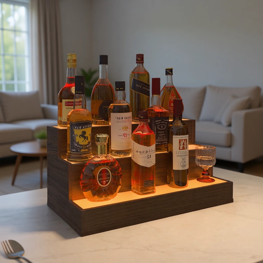 Home Bar Shelves - Home Bar LED Bottle Display Shelf