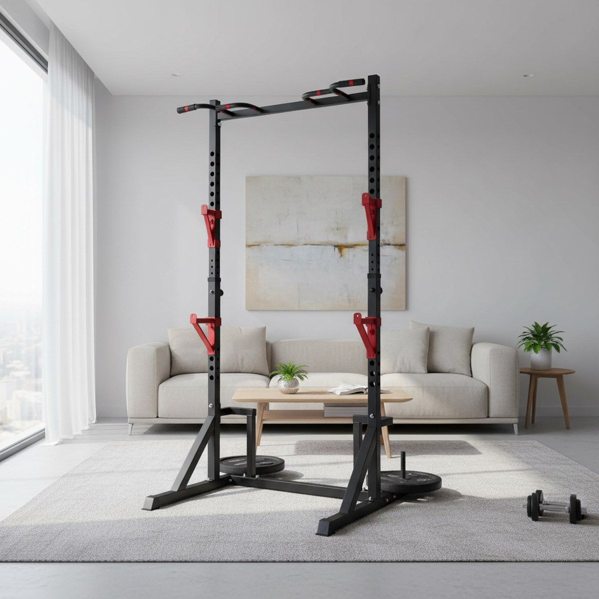 Adjustable Power Rack with Pul - đánh giá và giá Home Bar And Gym