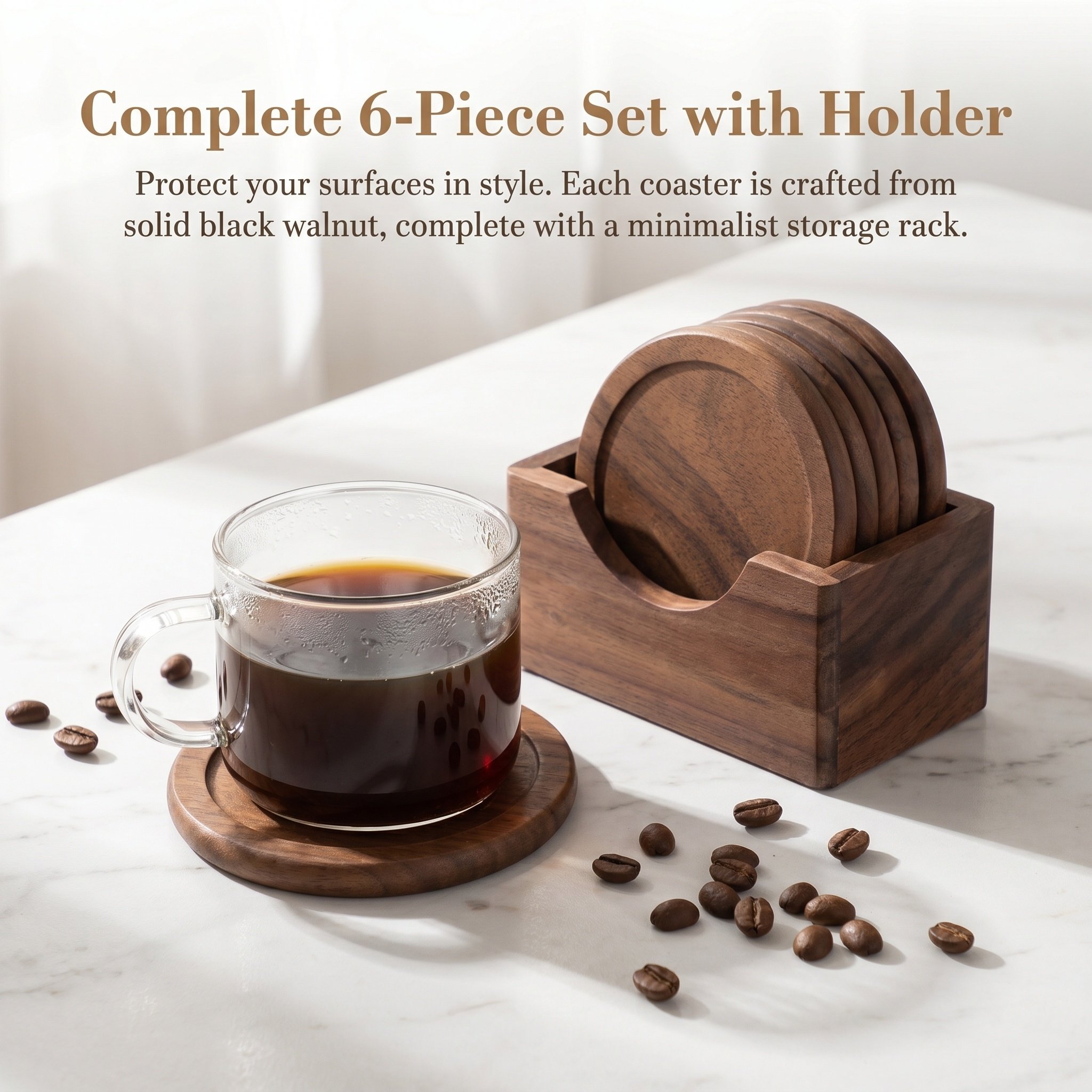 6Pcs Round Wooden Coasters Mad - đánh giá và giá Home Bar Set