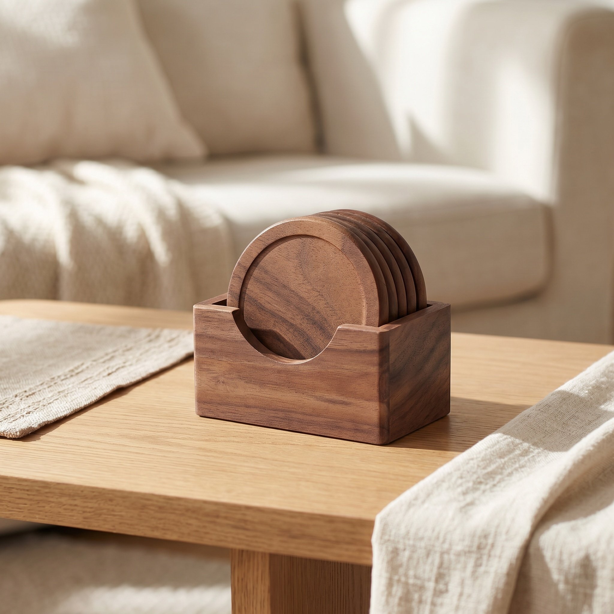 6Pcs Round Wooden Coasters Mad - đánh giá và giá Home Bar Set