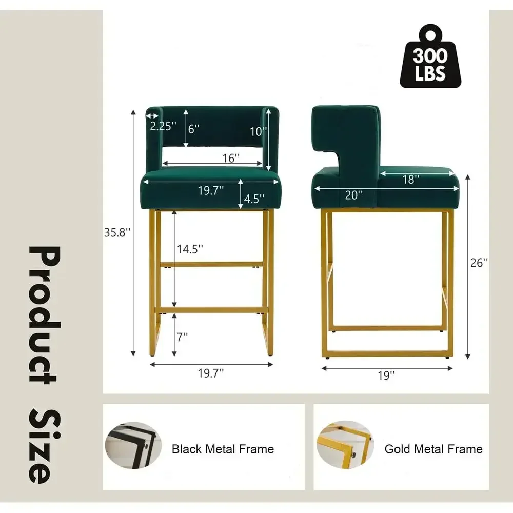 Set of 2 Green Velvet Bar Stoo - đánh giá và giá Home Bar Stools