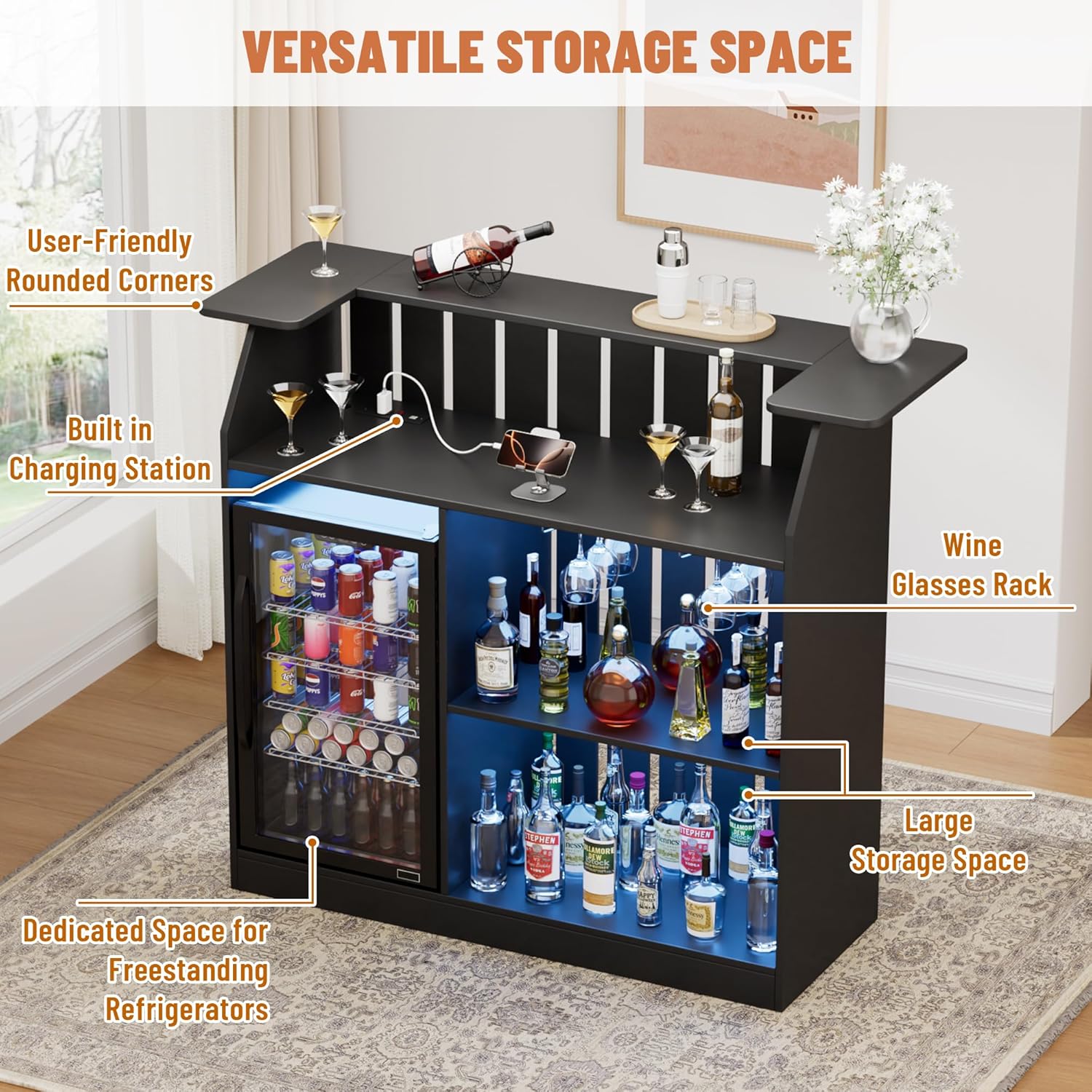 U-Shape Bar Table, Home Bar Un - đánh giá và giá Home Bar And Fridge