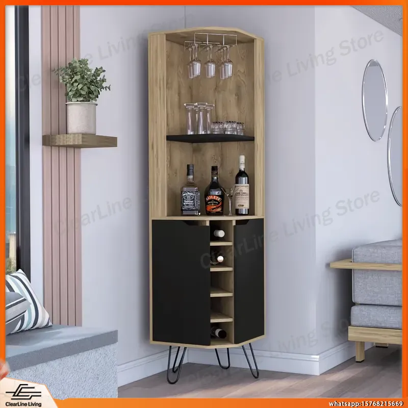 Corner Bar Cabinet with 6 Buil - đánh giá và giá Home Bar Shelves