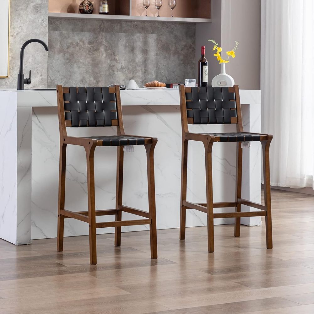 Set of 2 Wooden Bar Stools, Bl - đánh giá và giá Home Bar Stools