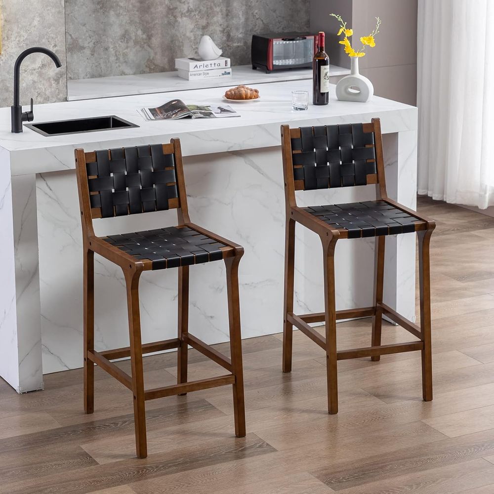Set of 2 Wooden Bar Stools, Bl - đánh giá và giá Home Bar Stools