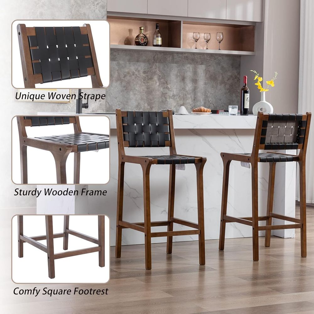 Set of 2 Wooden Bar Stools, Bl - đánh giá và giá Home Bar Stools