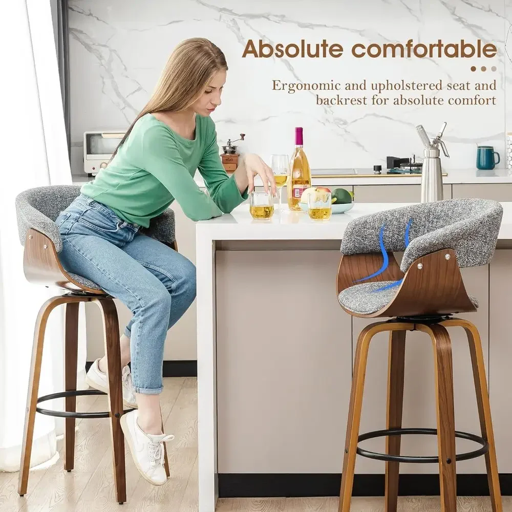 Set of 2 Gray Fabric Swivel Ba - đánh giá và giá Home Bar Stools