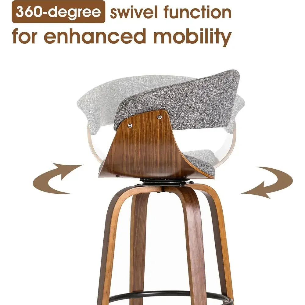 Set of 2 Gray Fabric Swivel Ba - đánh giá và giá Home Bar Stools