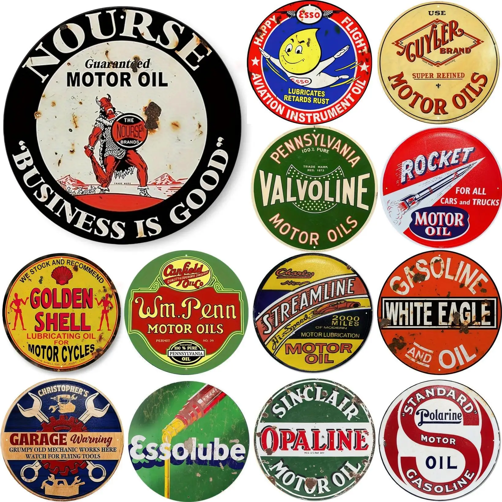 Vintage Motor Oil Sign Round M - đánh giá và giá Home Bar And Restaurant