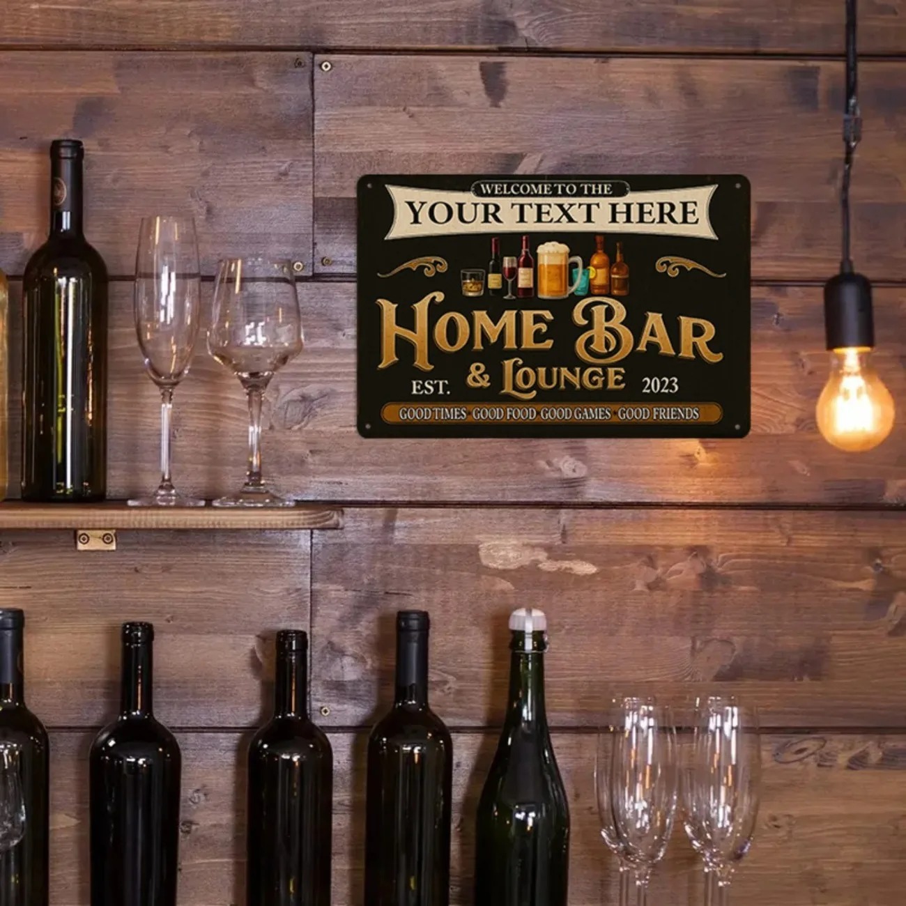 Custom Text Vintage Home Bar & - đánh giá và giá Home Bar Lounge