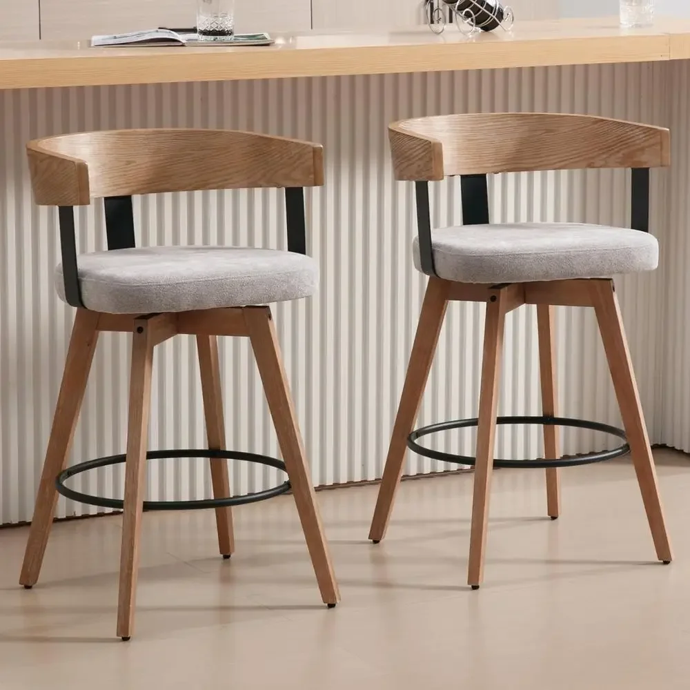 Set of 2, 26 Grey Linen-Uphols - đánh giá và giá Home Bar Stools