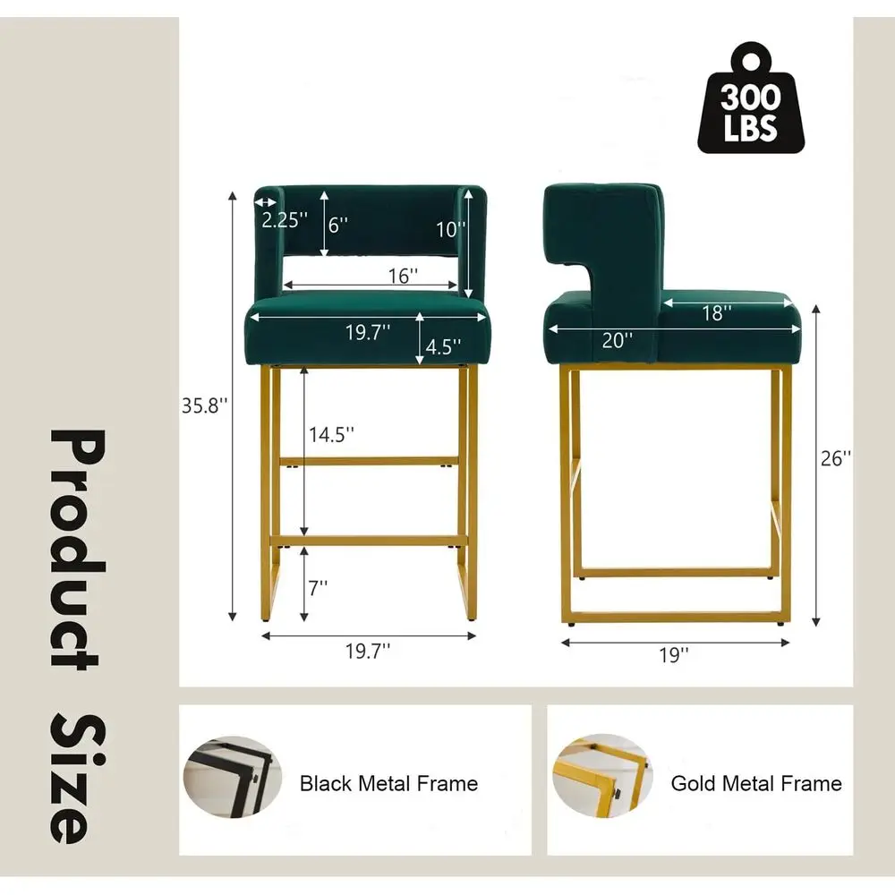 Set of 2 Green Velvet Bar Stoo - đánh giá và giá Home Bar Stools