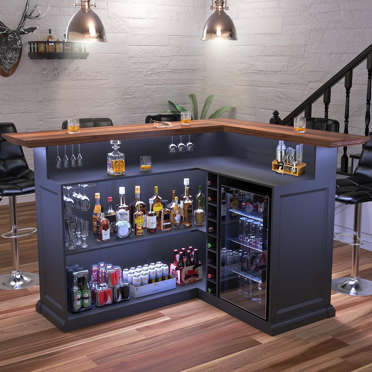 L-Shaped Home Bar Cabinet with - đánh giá và giá Home Bar And Fridge