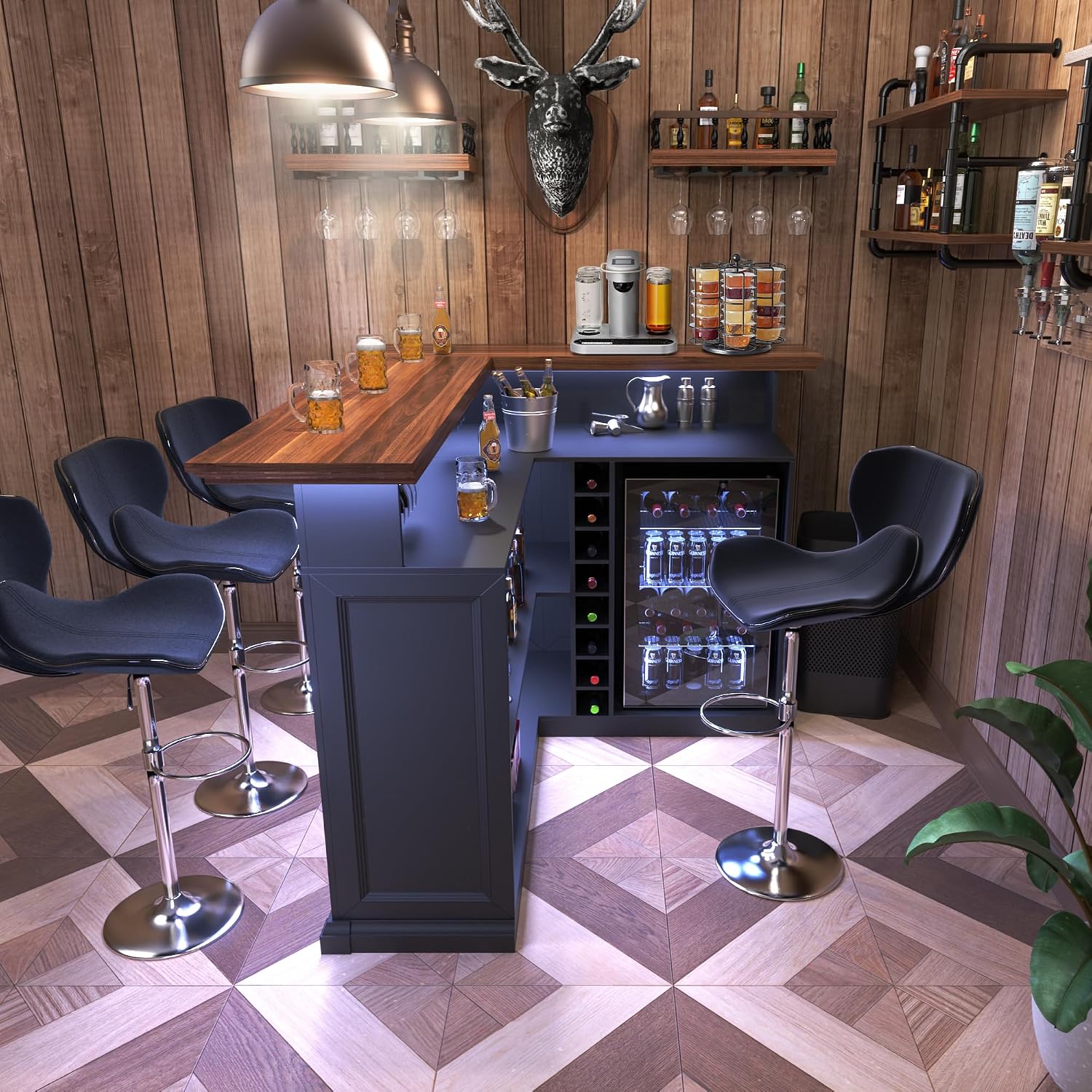 L-Shaped Home Bar Cabinet with - đánh giá và giá Home Bar And Fridge