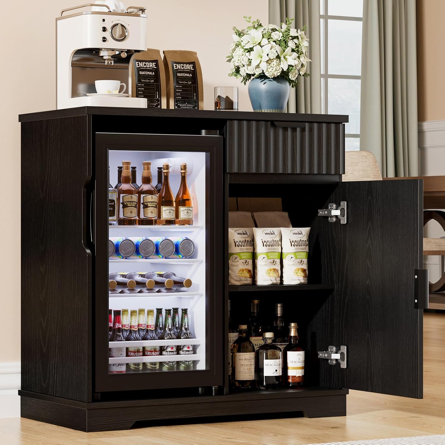 Fluted Mini Fridge Cabinet (Fr - đánh giá và giá Home Bar And Fridge